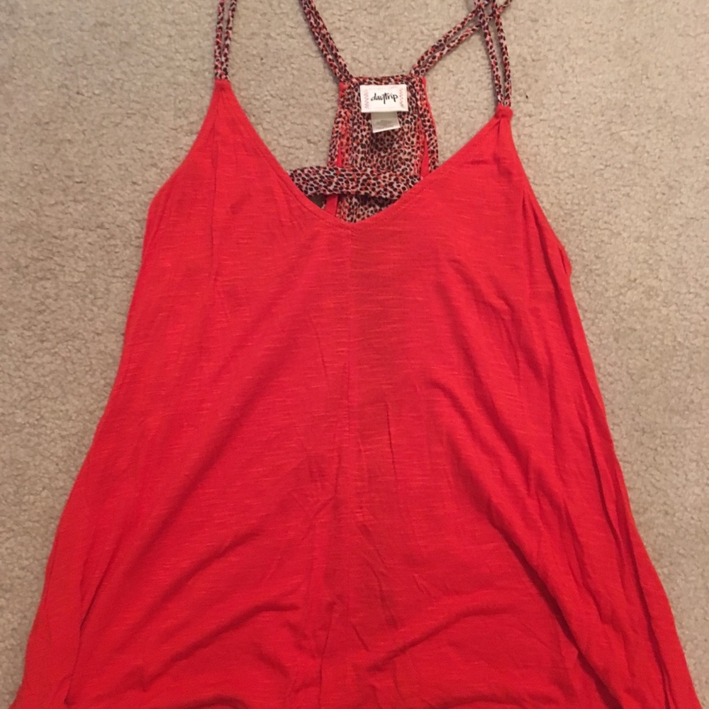 Red cheetah print tank top